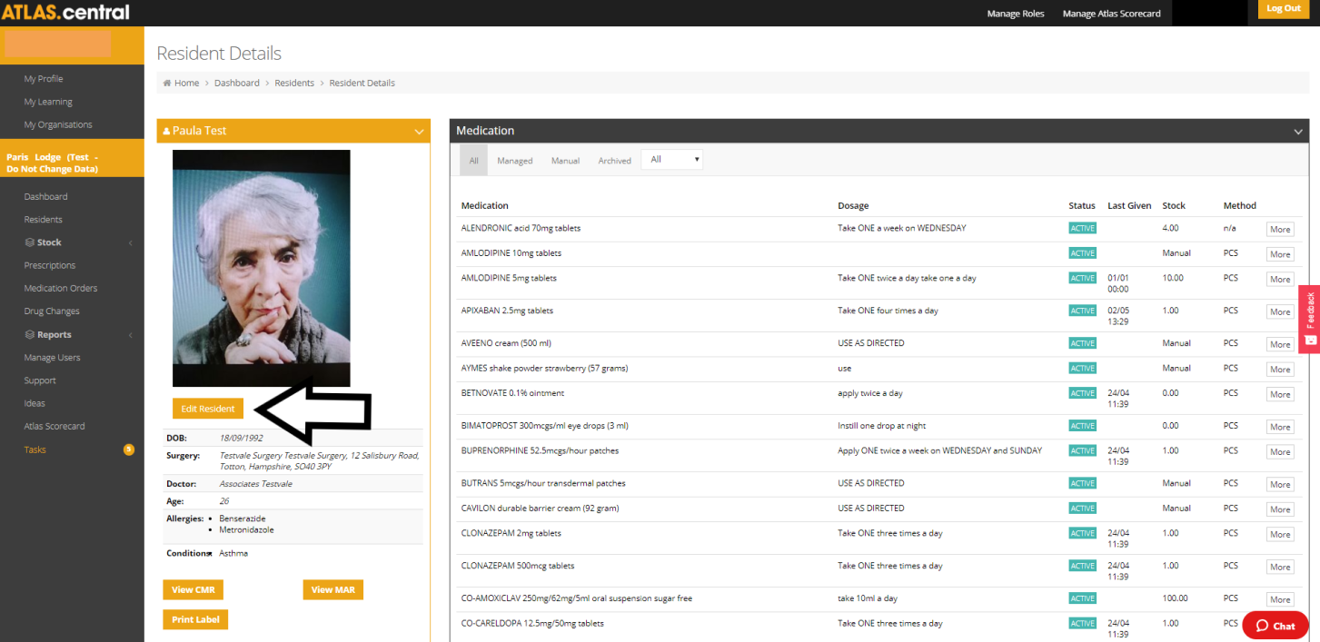 Editing A Resident Profile Via Atlas Central Atlas   12209830200594